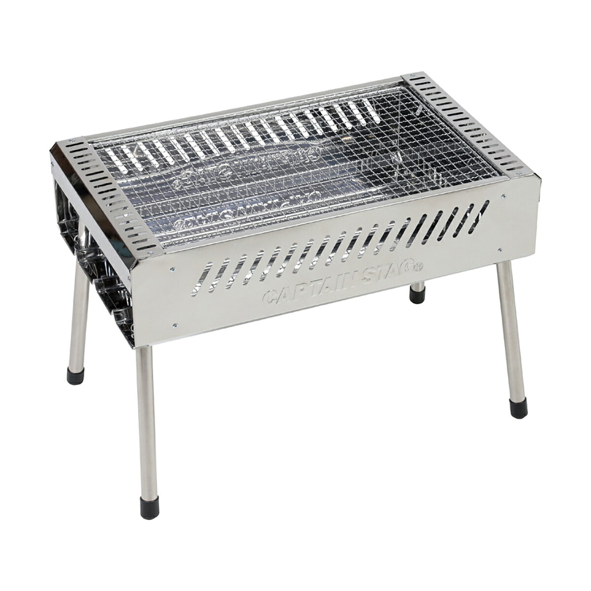 セミプロDIY店ファーストのキャプテンスタッグ(CAPTAIN STAG) BBQ ステンレス グリル 500 | ステンレス グリル500 グリル パール金属 4人用 アウトドア ギフト バーベキュー 本日9 BBQコンロ 高さ調節可能 高さ2段階 コンロ BBQグリル｜アングル2