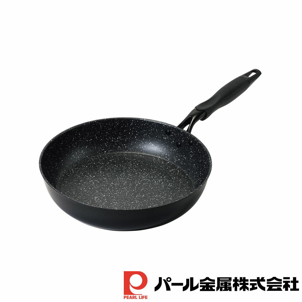 パール金属 マーブルファン軽 テフロン加工IH対応フライパン28cm | パール金属 フライパン IH対応 テフロン加工 大きめ ビッグサイズ ふっ素加工 アルミ製 金属ヘラOK 黒 ブラック