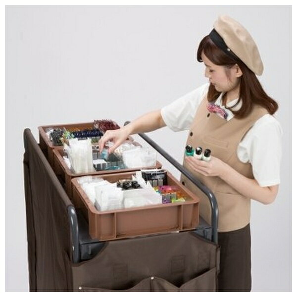 セミプロDIY店ファーストのテラモト(TERAMOTO) ホテルリネンワゴン L ブラウン DS-573-030-4 [法人限定][送料別途お見積り] | テラモト ブラウン｜アングル3