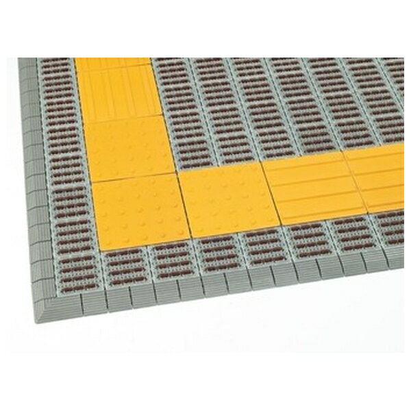 【5個セット】テラモト(TERAMOTO) ナイロンブラッシュ H-25 誘導A 300×300 MR-097-276-0 [法人限定] | ナイロンブラッシュ 誘導パネル 点字パネル バリアフリー屋外マット 特殊ポリエチレン 塩化ビニール JIS規格 テラモト MR0972760 イエローパネル 300×300mm