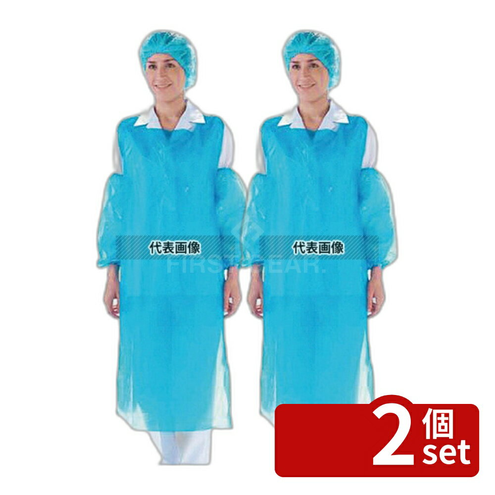 【2個セット】オーバースリーブ (腕カバー) (100枚入) AOS301B ブルー 長さ:420×幅:200(＋/-5%許容範囲) ユニフォーム No.1161110