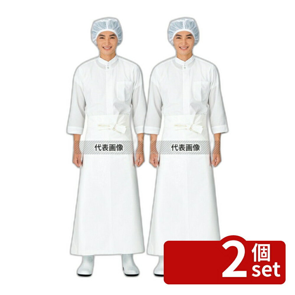 【2個セット】マイティクロス エプロン 腰下 E-1002-1 ブルー L 900×820 ユニフォーム No.1169910