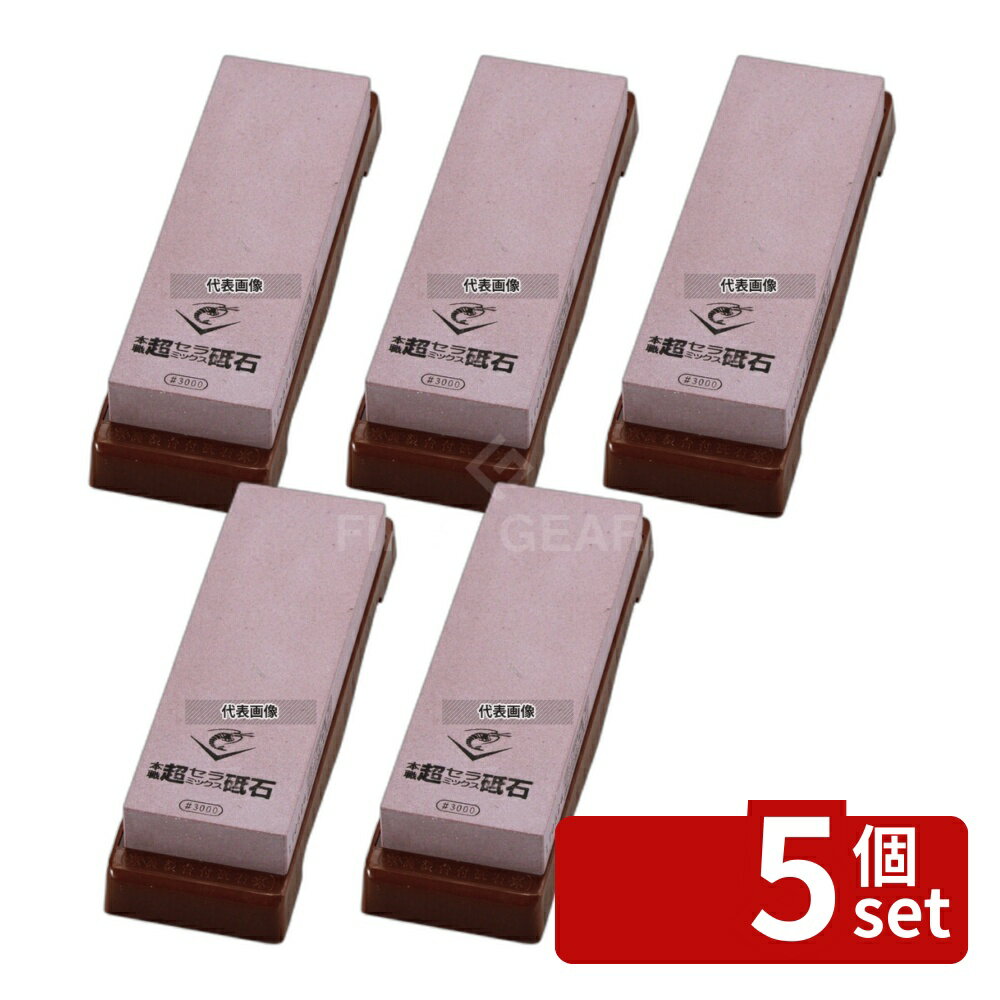 【5個セット】エビ印 セラミック砥石 台付 (修正用砥石付) #3000 仕上 210×70×H25 砥石 No.5777900