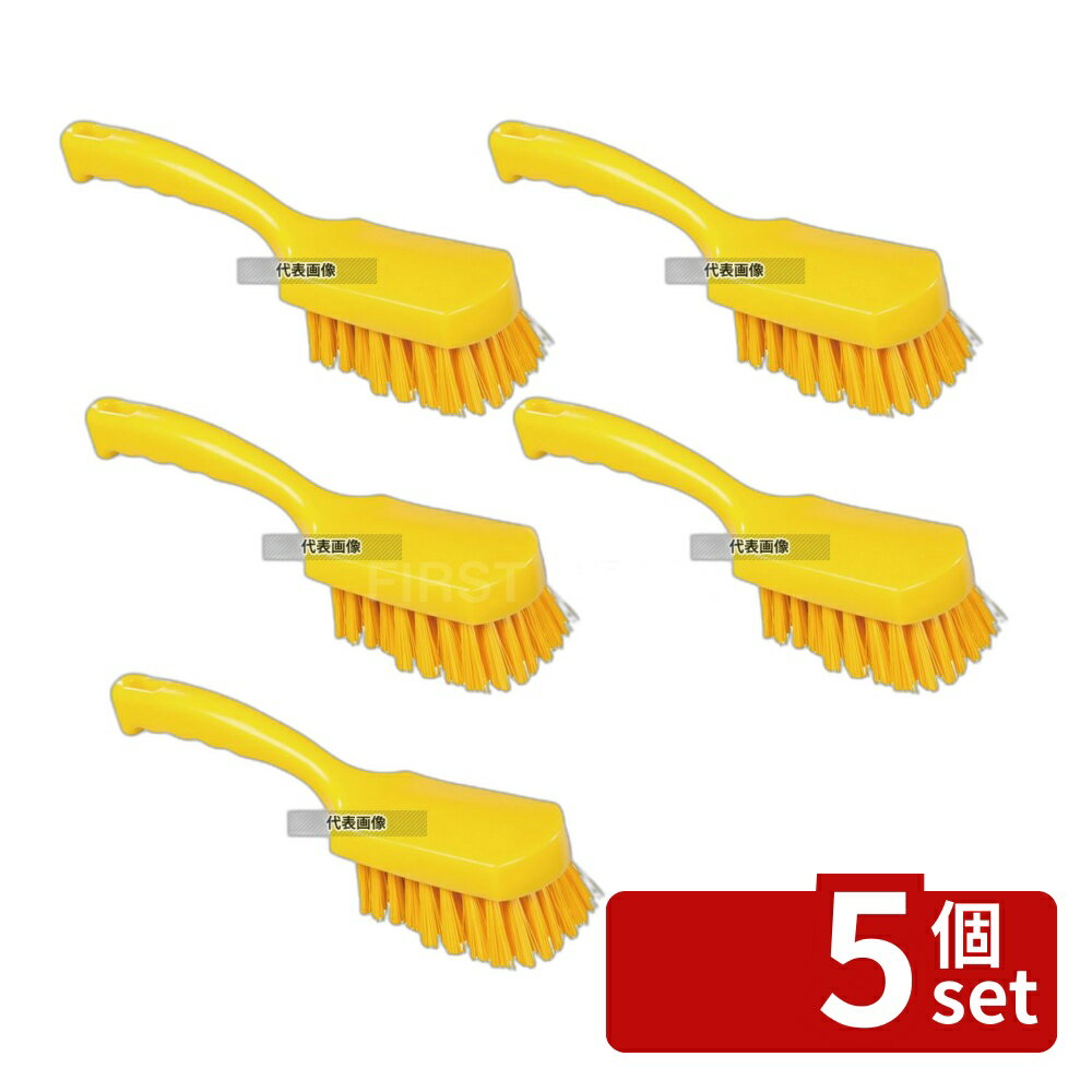 【5個セット】バーキュートプラス 短柄ブラシ ハード 黄 69105484 厚さ:35 清掃/衛生用品 No.4766112