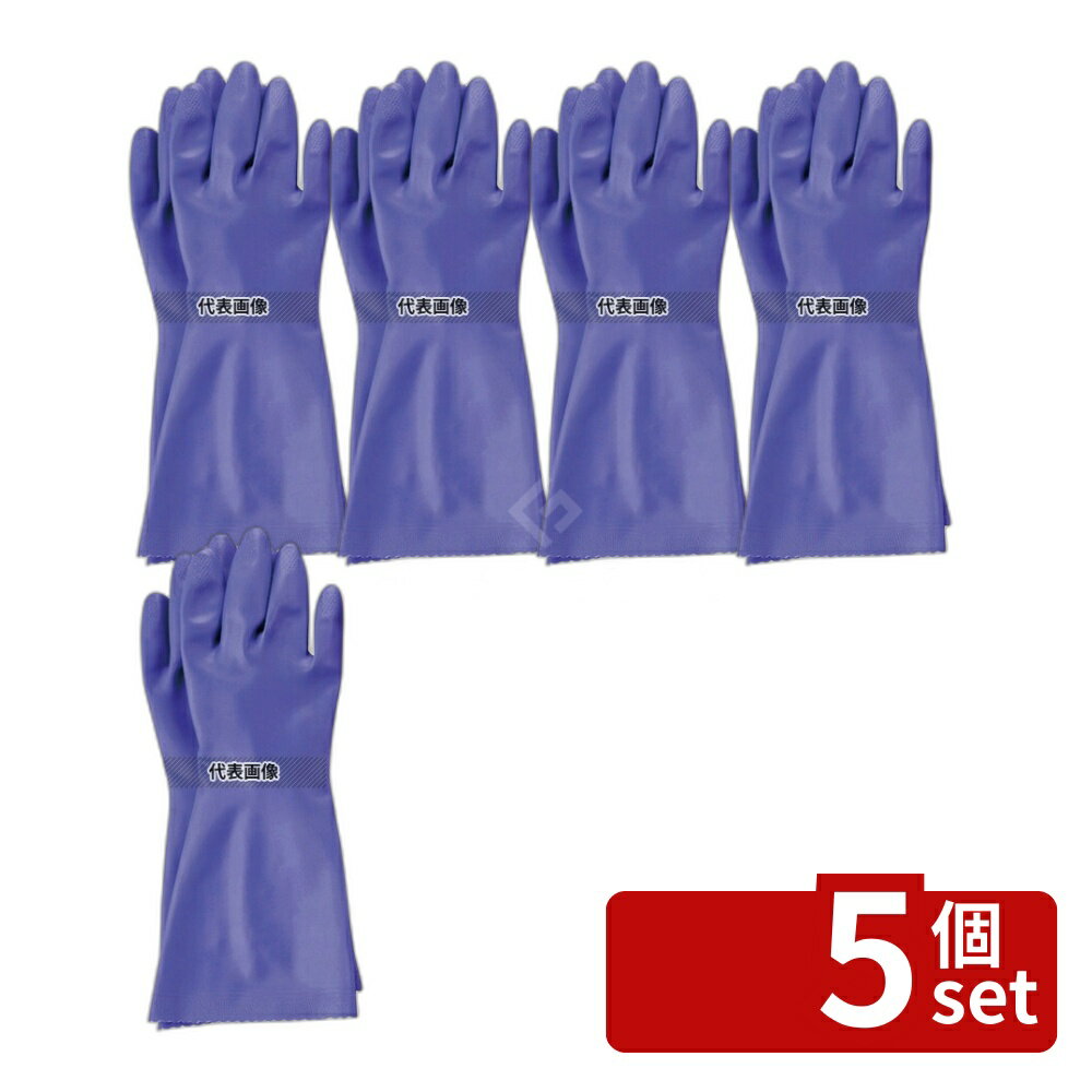 廚房用手套 - 【5個セット】東和コーポレーション ビニール厚手手袋 (裏植毛付) ソフトエース No.736 バイオレット L 1双 320 手袋 No.8788310