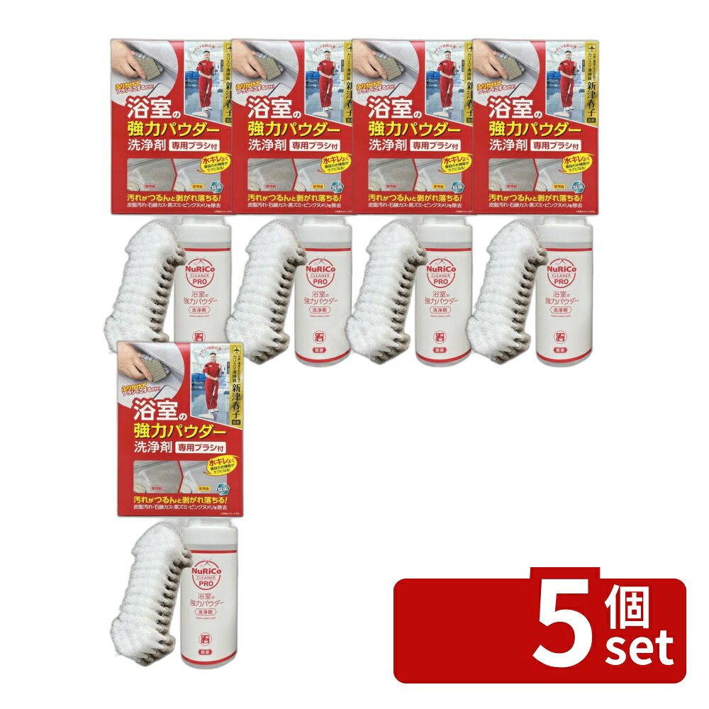 ＼レビュー特典有／【5個セット】アイオン 浴室の強力パウダー洗浄剤専用ブラシ付176-ST | 浴室用洗剤 パウダー洗剤 強力洗剤 除菌洗剤 日本製 洗浄剤 専用ブラシ付き お風呂掃除 湯アカ 水アカ 黒ずみ ピンクヌメリ 清掃用具 クリーナー 簡単掃除 アルカリ性洗剤