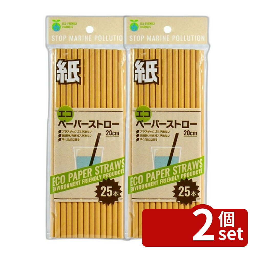 【2個セット】大和物産 F2 エコペーパーストロー25本 [単品内容量/25本] | エコストロー 紙ストロー 生分解性 ストロー 手土産 カフェ用品 食器 おしゃれ 食品容器 バー用品 ブライダル カップ タンブラー コップ スプーン フォーク 皿 どんぶり
