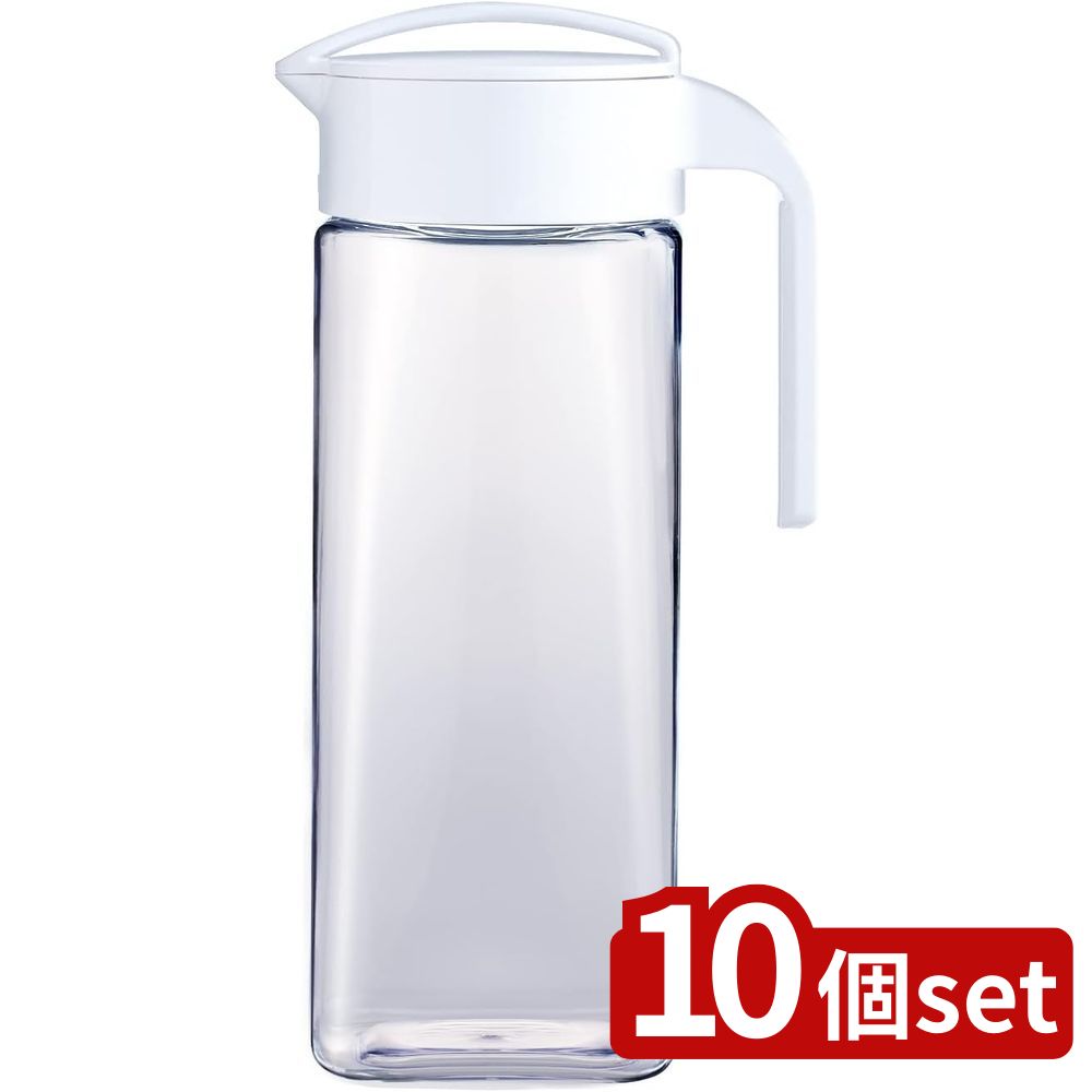 【10個セット】アスベル 冷水筒ドリンク・ビオD-211 2.1L WH 8041 | 冷水筒 ドリンク ビオ 冷水ポット パッキン 完全密封 2.1L ホワイト スクリューロック スリムジャグ 水出し 麦茶ポット 耐熱 ピッチャー 水差し おしゃれ 大容量 家族