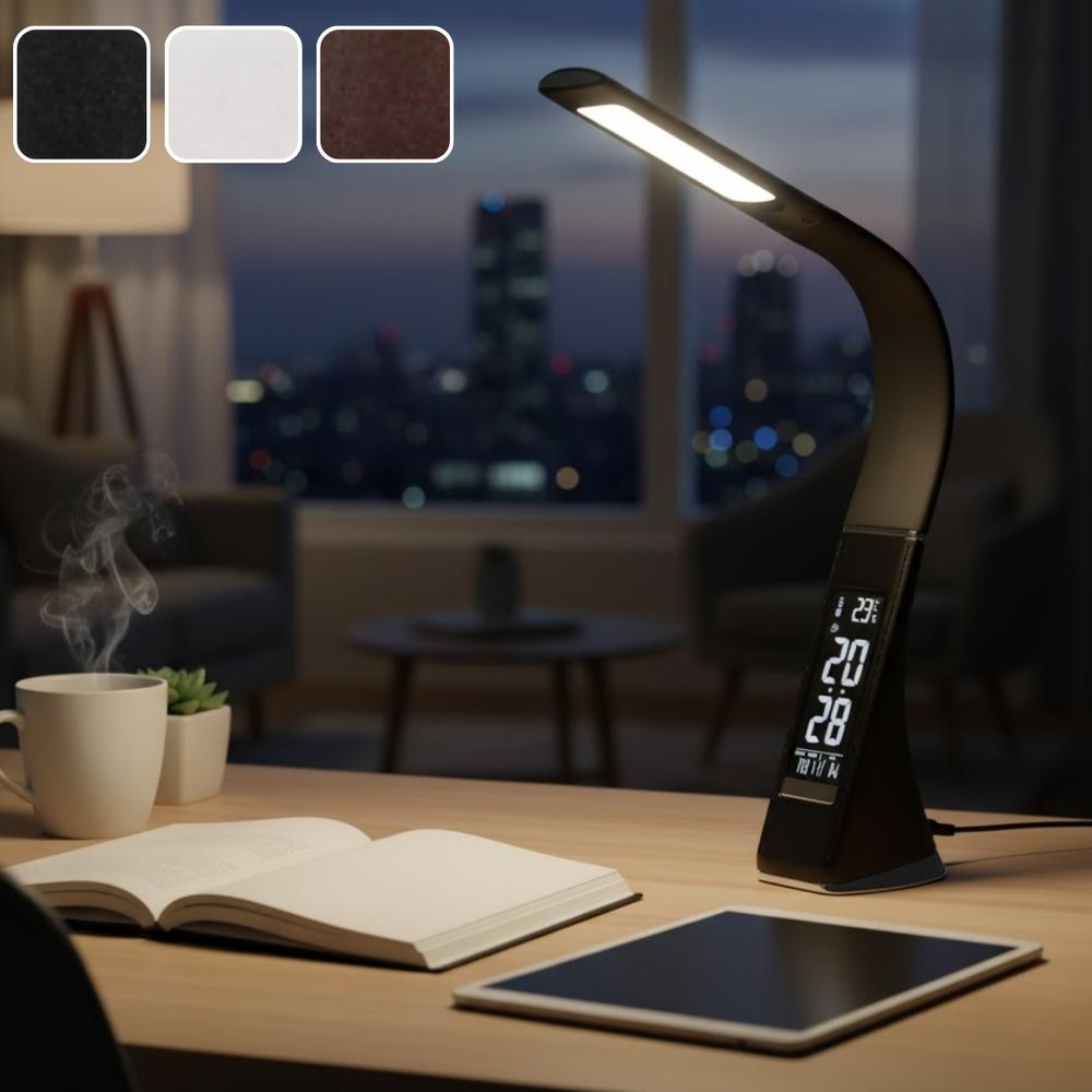 選べるゼピール LEDスタンドライト デジタル表示付 DLS-H2008 | スタンドライト LED 卓上ライト フリッカー低減 タッチセンサー フレキシブルアーム 時刻表示 USB給電 コンセント給電 ゼピール デジタル表示 3段階調光 照明機器(3)