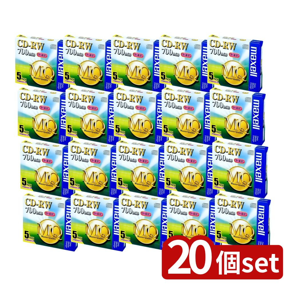 【20個セット】 データ用CD-RW 700MB(5枚) | CD-RW 700MB 書き換え型 マクセル CDRW80MQ データ用ディスク プラスチックケース 1-4倍速 高信頼 書き込み可能 繰り返し記録 録音ディスク 音楽用ディスク データ保存