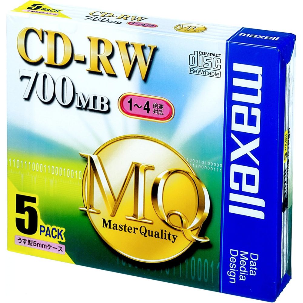 データ用CD-RW 700MB(5枚) | CD-RW 700MB 書き換え型 マクセル CDRW80MQ データ用ディスク プラスチックケース 1-4倍速 高信頼 書き込み可能 繰り返し記録 録音ディスク 音楽用ディスク データ保存 メディア