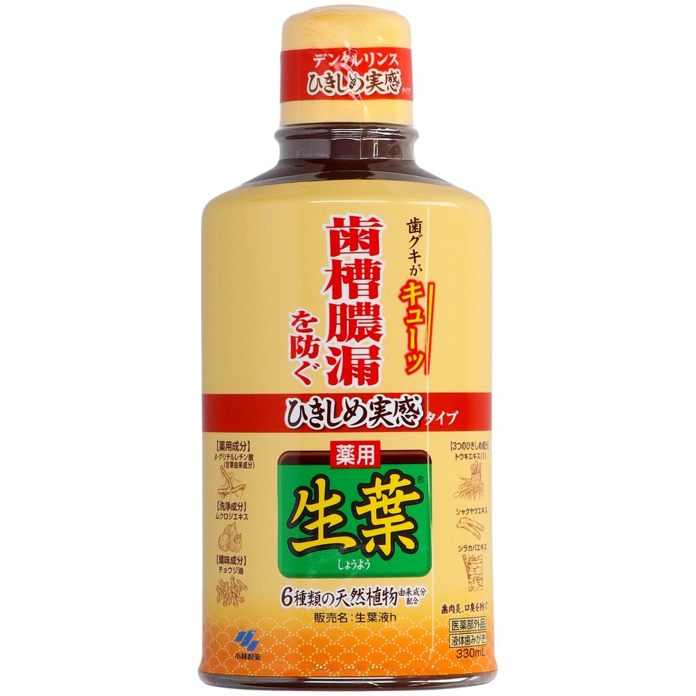 ＼レビュー特典有／小林製薬 ひきしめ生葉液 [単品内容量/330ml] | 医薬部外品 液体歯磨き 歯磨きハーブミント 口中浄化 口中爽快 歯磨き用リンス 植物由来 口腔ケア 歯とお口のケア 歯磨き料 防腐剤 無着色 日本製 ジェル状 マウスウォッシュ