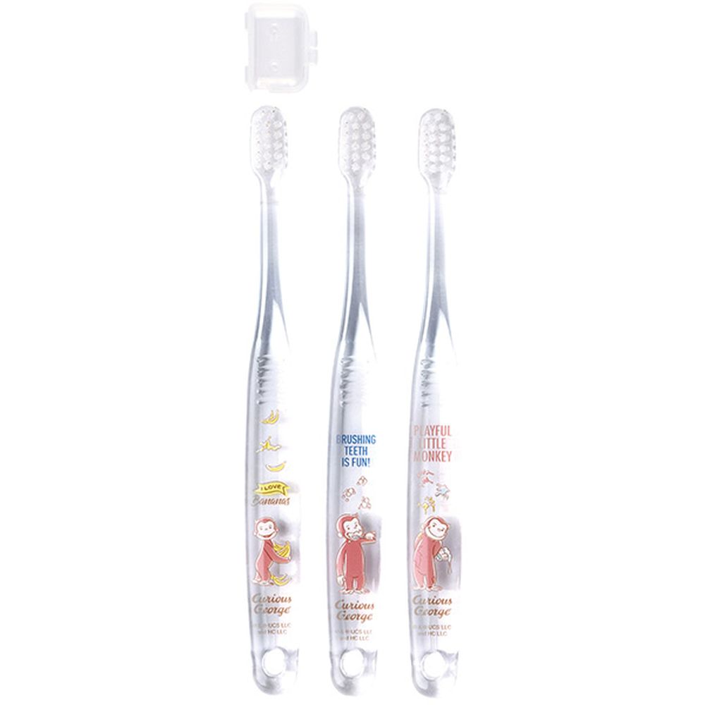 スケーター クリア歯ブラシ おさるのジョージ23 [単品内容量/3本] | 歯ブラシ 子供 セット 子供用 歯ブラシ スケーター おさるのジョージ 幼稚園 保育園 乳歯期 ハブラシ やわらかめ 通園 通学 こども 歯みがきキャップ付き
