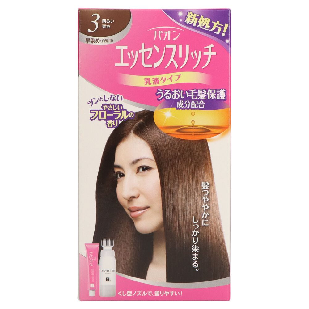＼レビュー特典有／ヘンケル パオン エッセンスリッチ 乳液タイプ 3 [単品内容量/1個] | シュワルツコフ 白髪染め パオン エッセンスリッチ 乳液タイプ ヘアケア 医薬部外品 女性用 明るい栗色 フローラルの香り アンズエキス 大豆たんぱく