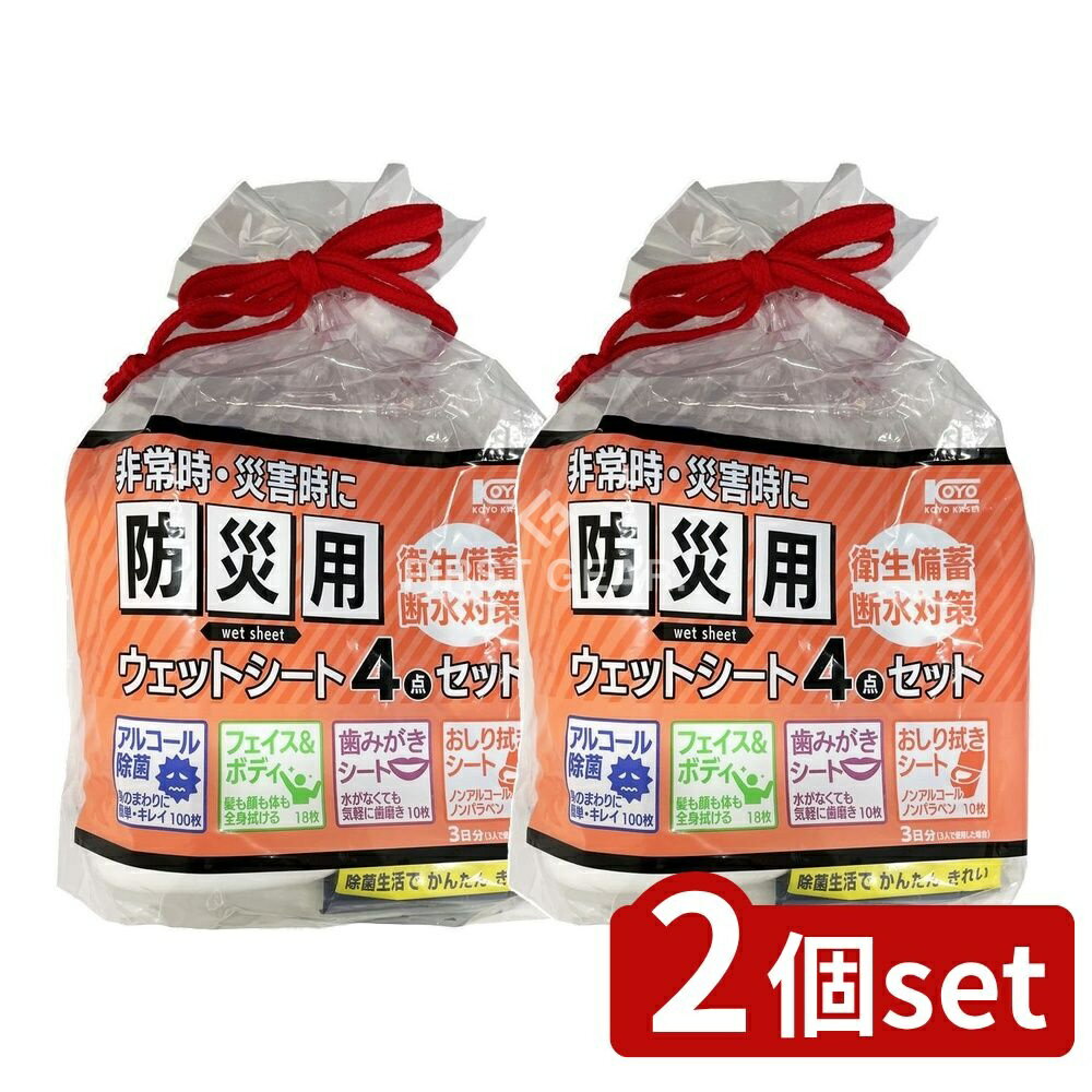 ＼レビュー特典有／【2個セット】 コーヨー化成 NB防災用ウェットシート詰合せ [単品内容量/1個] | 防災ウェットシート コーヤー化成 ウェットシート 防災用 シートセット アルコール除菌 ウェットティッシュ 防災グッズ 除菌シート 日本製 フェイスシート