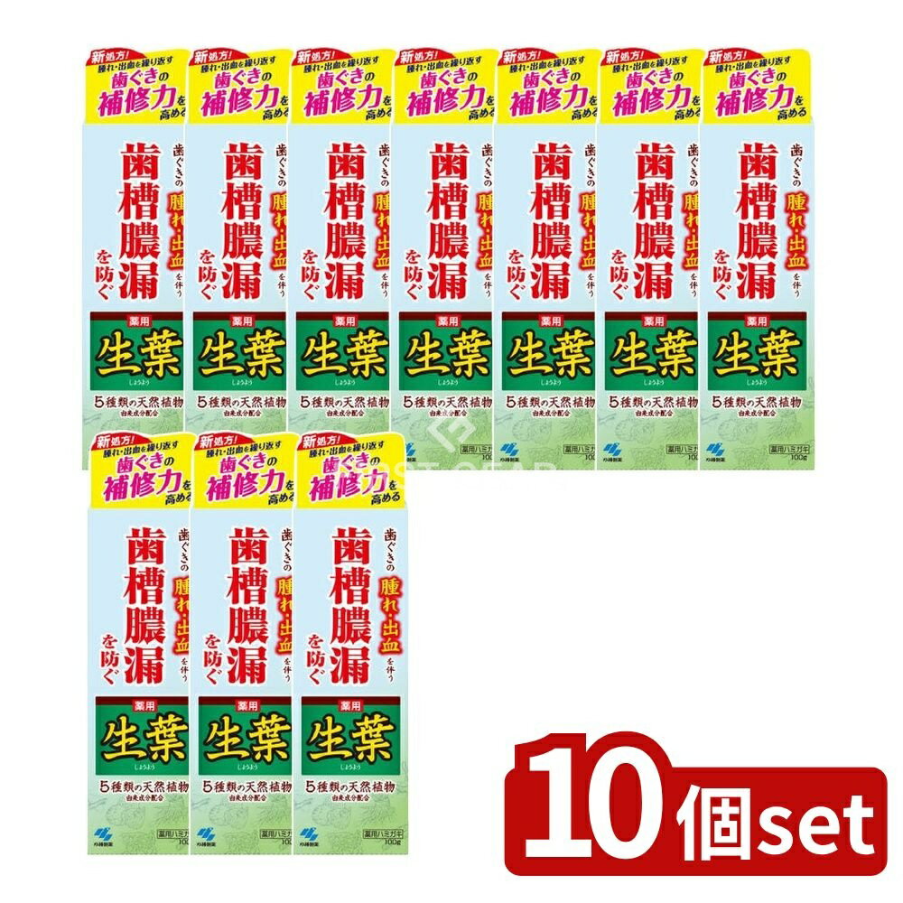 【10個セット】 小林製薬 薬用ハミガキ 生葉 [単品内容量/100g] | 薬用歯磨き 和漢ハーブ 生葉 ハミガ..