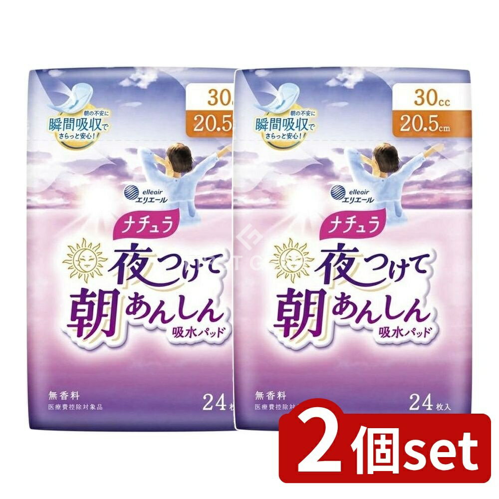 ＼レビュー特典有／【2個セット】 大王製紙 ナチュラ夜つけて朝あんしん吸水パッド20.5センチ [単品内容量/24枚] | ナチュラ 吸水パッド 夜用 使い捨て 大王製紙 消臭機能 瞬間吸収 たっぷり吸収 日本製 通気性シート 大人用 おむつ 寝る前の日常 おやすみ