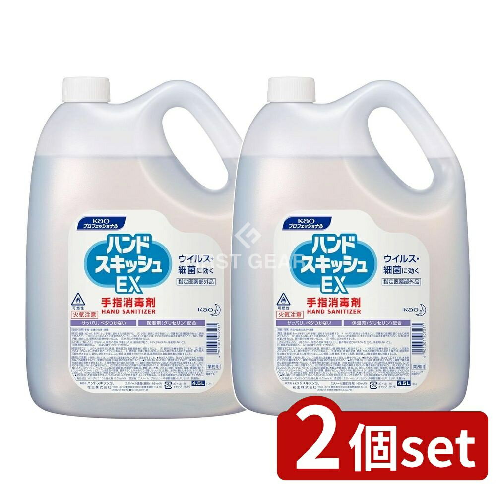【2個セット】 花王プロ ハンドスキッシュEX業務用 [単品内容量/4500ml] | 花王 ハンドスキッシュEX 手指消毒液 消毒剤 アルコール 業務用 洗浄消毒剤 日本製 速乾性 消毒液 消毒製品 ベンザルコニウム塩化物 備蓄用 使いやすい