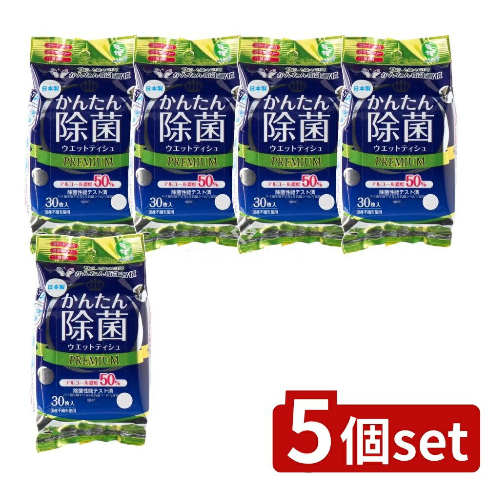 ＼レビュー特典有／【5個セット】 ハヤシ商事 かんたん除菌ウエットプレミアム [単品内容量/30枚] | 除..