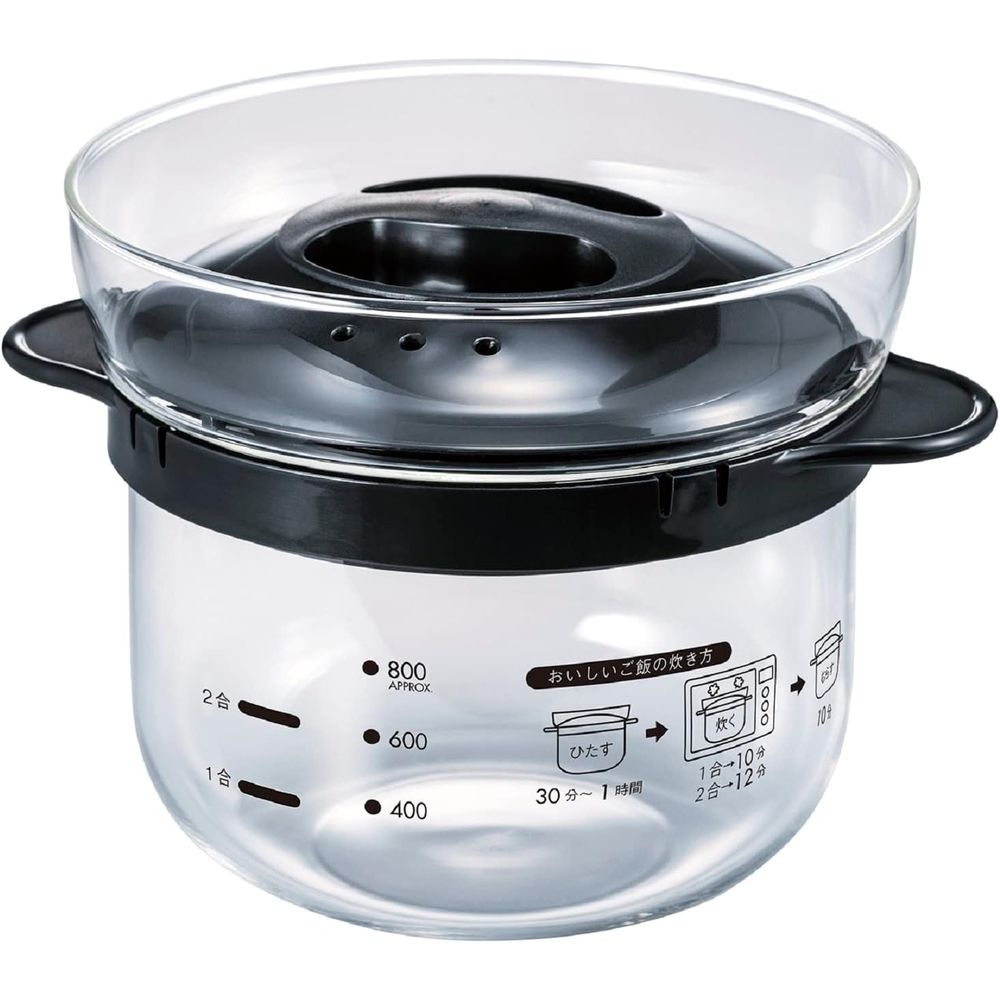 HARIO(HARIO Co.,Ltd) ガラスのレンジご飯釜1~2合XRCN-2-B | ガラスのレンジご飯釜 炊飯器 電子レンジ ..
