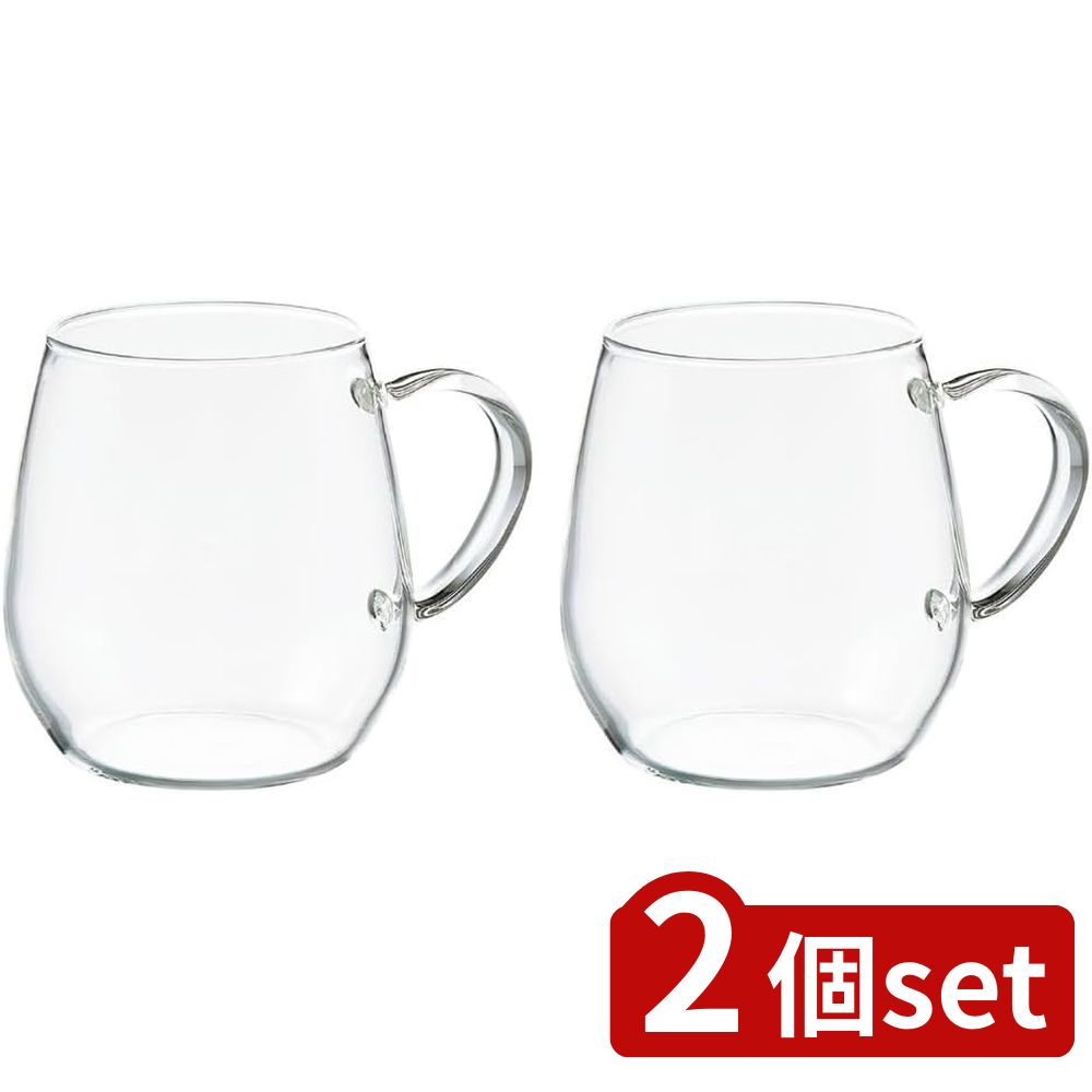 2個set HARIO(HARIO Co.,Ltd) ラウンドマグ2個セットRDM-1824 | ラウンドマグ 耐熱ガラス マグカップ 日本製 スープカップ ミルクカップ 電子レンジOK 耐熱 かわいい ガラス製 マグセット 2個セット ホットドリンク アイスドリンク