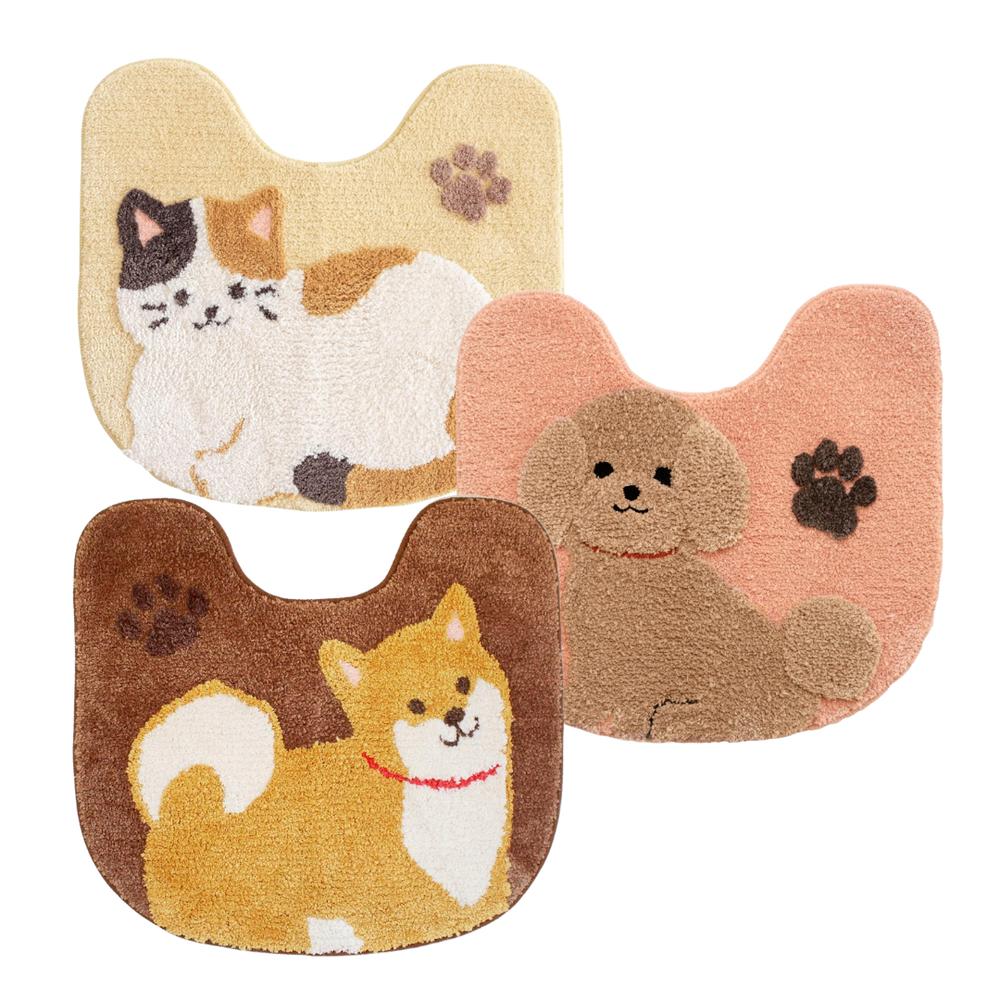 選べる ファンディットアニマルトイレマット 55×60 ねこ・豆しば・プードル | トイレマット ねこ 丸洗..