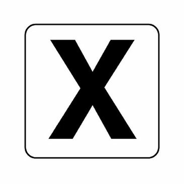 ユニット　845-82X　『X』　アルファベットステッカー(大)　5枚1組　150×150mm　PPステッカー