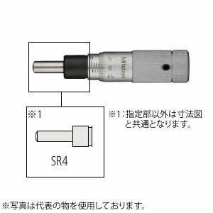 ミツトヨ(Mitutoyo)　MHA3-13(148-853)　マイクロメータヘッド(標準形)　小形・汎用タイプ　ストレートステム　先端球面(SR4)　測定範囲：0〜13mm