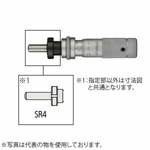 ミツトヨ(Mitutoyo)　MHA4-13L(148-854)　マイクロメータヘッド(標準形)　小形・汎用タイプ　ナット付ステム/クランプ付　先端球面(SR4)　測定範囲：0〜13mm