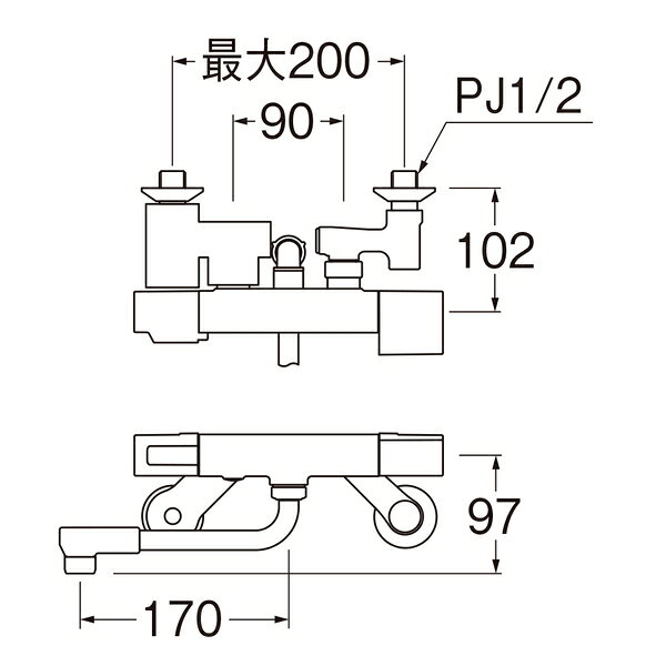 三栄水栓(SANEI)　サーモシャワー混合栓　SK1811-3U　シャワー付浴室用　JIS：SB7957
