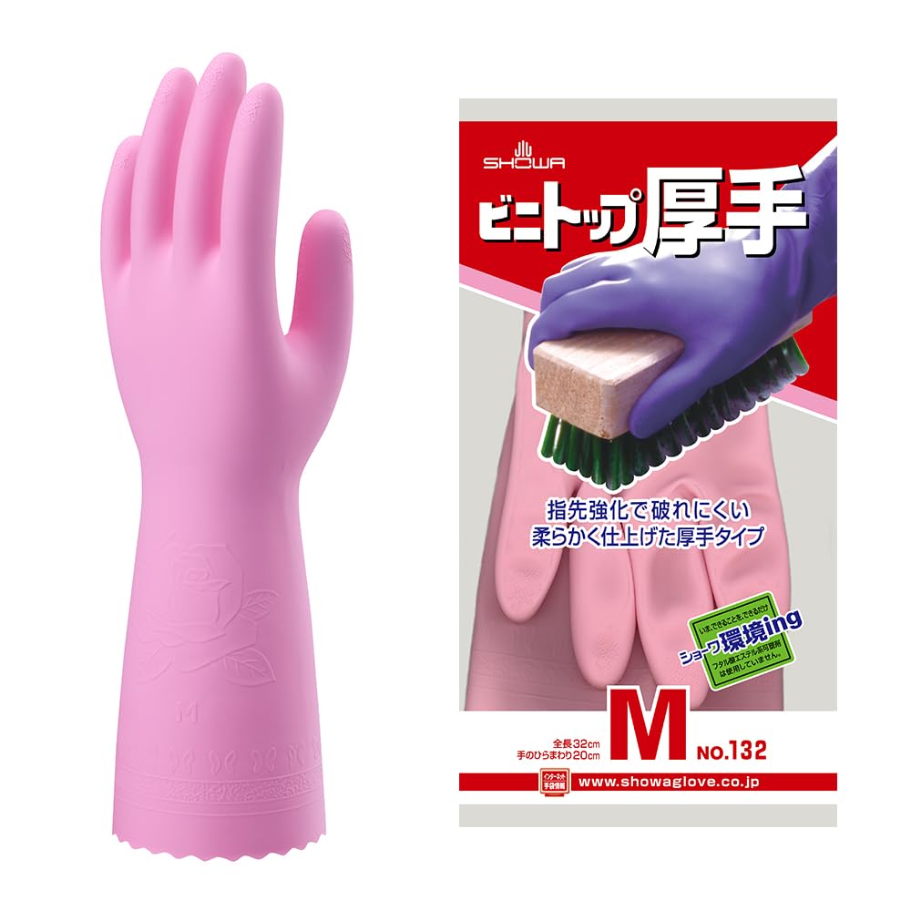 ショーワグローブ 手袋 ビニトップ厚手 132 M ピンク :SC0134