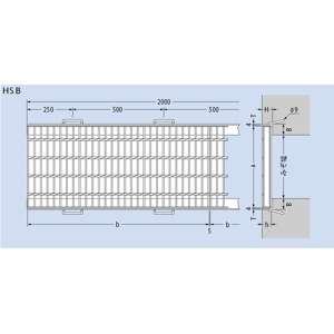 カネソウ　スチール製グレーチング　T2-HSB-15032　(本体のみ)　※受枠別売り　500×995×32　プレーンタ..