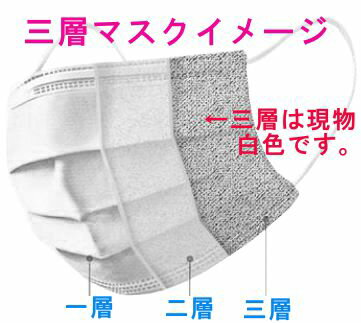 使い捨てマスク　3層構造不織布マスク　50枚入り　レギュラーサイズ(17.5×9.5)　【在庫有り】