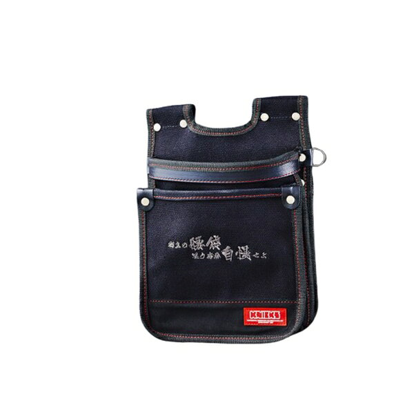 商品の特徴 ニックス(knicks) KC-201H 腰袋2段4号帆布電工建築用スリムタイプ 【特長】 ●メイン挿入縁垂れ防止補強 ●ベルト部 ハーネス対応 ●KC-201HDXアタッチメント後付タイプ ●チェーンタイプ腰袋対応 製品仕様 【仕様】 ●サイズ：高さ280×幅200×奥行80mm