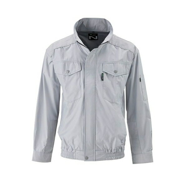 NSP 空調服 NA-1111/シルバー/M+SK23021K70 Nクールウェア 腰ファン(長袖)+スターターキット チャコールグレー 14.4V(ジャック丸形)/シルバーMサイズ