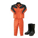 サンエス 冷凍倉庫用防寒コート+パンツ+長靴セット BO8001 30オレンジ 4L+BO8006 30オレンジ 4L+NR041 9ブラック 25 BO800...