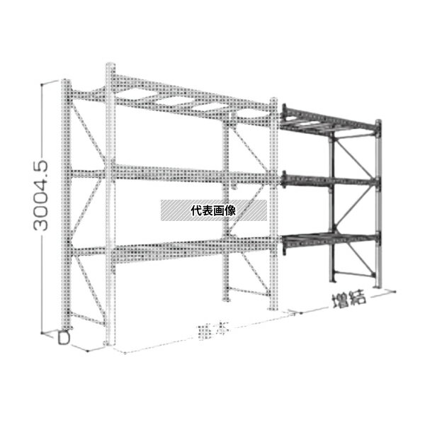 日本ファイリング パレットラック 30H-3段(積載重量1t/段) P6-30X27A11-3B 増結・連結1連3段 [送料別途お見積り]