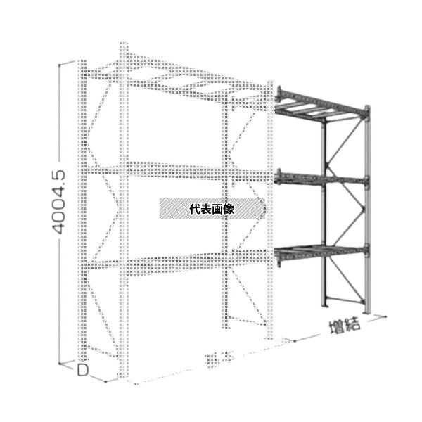 日本ファイリング パレットラック 40H-3段(積載重量1t/段) P6-40X25A10-3B 増結・連結1連3段 [送料別途お見積り]