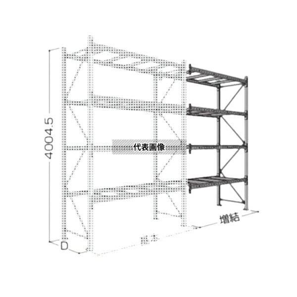 日本ファイリング パレットラック 40H-4段(積載重量1t/段) P6-40X27A11-4B 増結・連結1連4段 [法人限定..