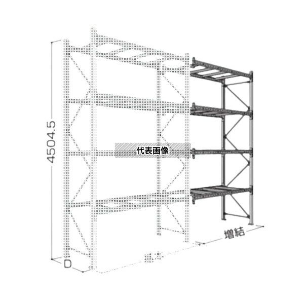 日本ファイリング パレットラック 45H-4段(積載重量1t/段) P6-45X27A08-4B 増結・連結1連4段 [法人限定][送料別途お見積り]