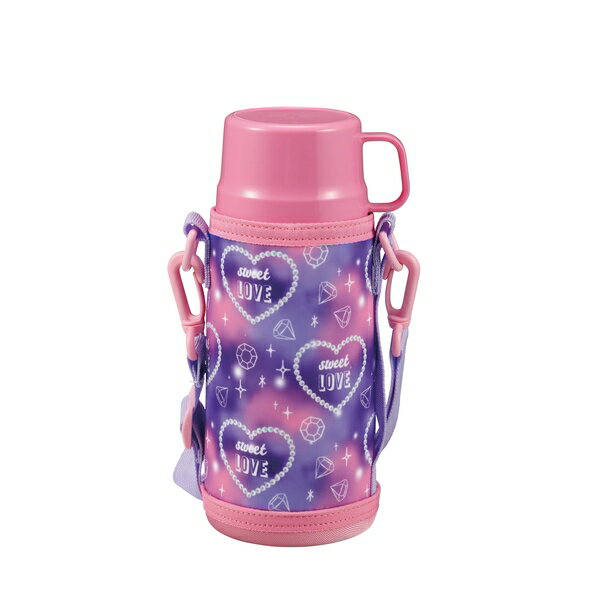 キャプテンスタッグ UE-3531 2WAYキッズボトル600(ハート)水筒 子供 肩掛けベルト付き | ハート 水筒 ..