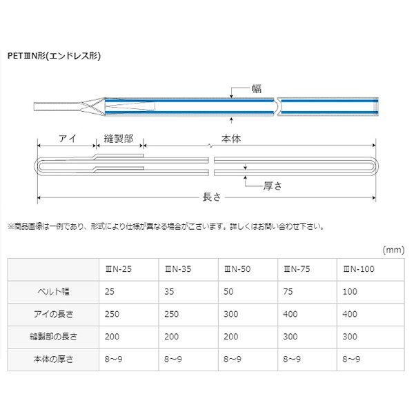 シライ(東レ TORAY) ポリエステルスリング エンドレス形 PET3N 100X3.00 幅100mm 長さ3.00m JIS B 8818 3等級 PET3N-100X3.00 2