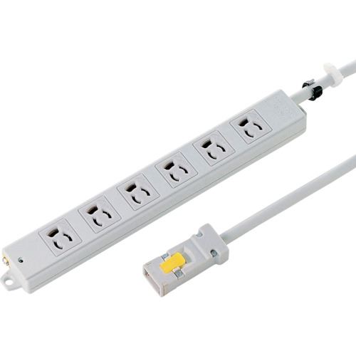 ■SANWA 工事物件タップ 抜け止めコンセントグレー コード長さ5m TAPKH65(1003009)[法人限定][外直送元]