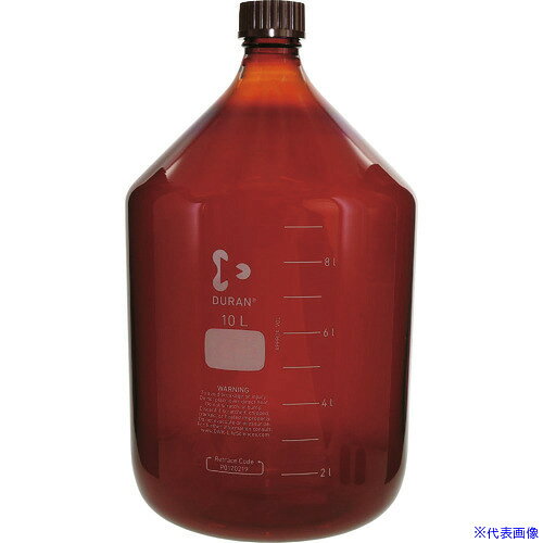 オレンジブック トラスコ中山　TRUSCOSIBATA 耐熱ねじ口びん 茶褐色 赤キャップ付 10000mL 〔品番:017210100001〕[ 注番:1070185]特長●バイオテクノロジー関連をはじめ、高純度医薬・試薬や分析用標準液などの保存容器として幅広くご使用いただける多目的びんです。●ガラス材質は、JIS R3503（1994年）「ほうけい酸ガラス-1」に相当するDURAN(R)を使用しています。●DURAN(R)はドイツDWK Life Sciencesグループの登録商標です。●キャップは全品ISOねじ（GL）を使用しています。●ビン底には細かい凹凸をつけて接触面積を小さくしています。●均一な肉厚で機械的強度が増加しています。●遮光を目的として茶染めにした、茶かっ色のねじ口びんです。用途●高純度医薬・試薬や分析用標準液などの保存容器に。仕様●容量(ml)：10000●目盛間隔(ml)：1000●直径(mm)：227●高さ(mm)：415●口径(mm)：30●色：茶褐色●フタ色：赤●容量(L)：10●ねじ規格：GL-45仕様2材質/仕上●瓶本体：ほうけい酸ガラスセット内容/付属品注意原産国（名称）日本JANコード4589988600113本体質量2889gオレンジブック トラスコ中山　TRUSCOSIBATA 耐熱ねじ口びん 茶褐色 赤キャップ付 10000mL 〔品番:017210100001〕[注番:1070185][本体質量：2889g]《包装時基本サイズ：240×240×445》〔包装時質量：4kg〕分類》研究用品》ボトル・容器》ボトル☆納期情報：メーカー取り寄品（弊社より発送）