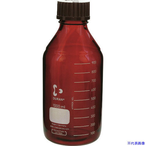■SIBATA 耐熱ねじ口びん 茶褐色 赤キャップ付 1000mL 10入 01721010001A(1071780)[...