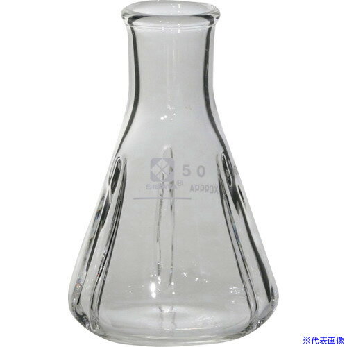 ■SIBATA 振盪三角フラスコ バッフル付 50mL 10入 01631050A(1073344)[送料別途見積り][法人・事業所限定][掲外取寄]