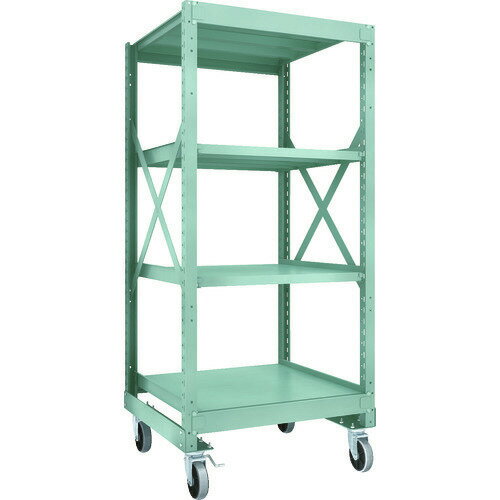 ■TRUSCO R3型ボルト式中量棚W900XD900XH2000 4段 Φ150 ウレタンキャスター付 R36394U150(1144187)[法人限定][直送元]