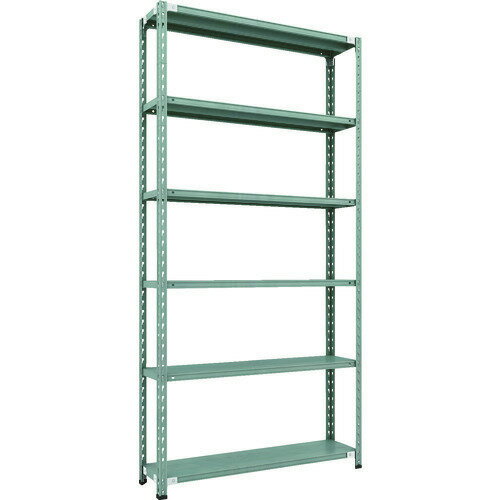 ■TRUSCO CB型セミボルトレス軽中量棚 1200X300XH2400 6段 グリーン CB8436GN(1155241)[法人限定][直送元]