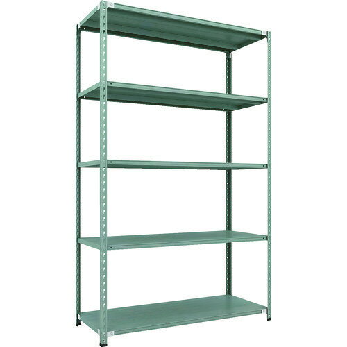 ■TRUSCO CB型セミボルトレス軽中量棚 1500X600XH2400 5段 グリーン CB8565GN(1155251)[法人・事業所限定][直送元]