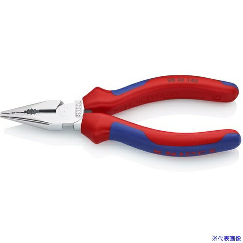 ■KNIPEX ニードルノーズペンチ コンフォートハンドル クロムメッキ仕上げ 145mm 0825145(1163228)